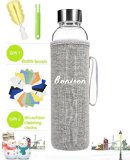 BONISON Stylish Top Level Quality Environmental Borosilicate Glass Water Bottle with Colorful Nylon Sleeve 18oz