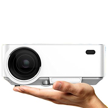 ERISAN LED Video Projector (Warranty Included), 1500 Lumens Full Color , Mini Multimedia LCD Projector, Support 1080P HD Video w/ HDMI VGA AV-In USB SD (White)