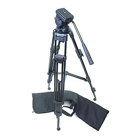 Bescor TH-770 Aluminum 2-Stage Tripod with 65 mm Ball Base Fluid Head, Mid-Level Spreader & Case, Supports 15 lbs