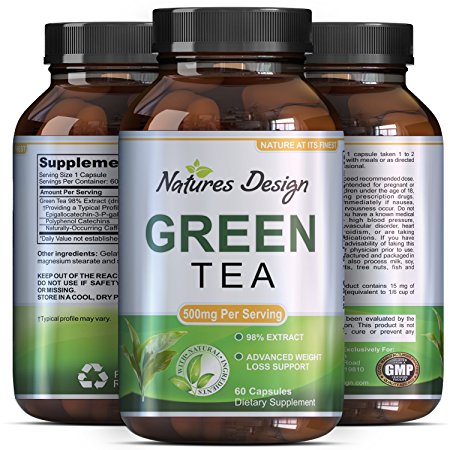 Green Tea - Weight Loss Pills - Detox Cleanse - Burn Belly Fat - Lose Weight Naturally Fast - Dietary Supplement - Pure Extract - For Men & For Women - Pre Workout   Natural Energy - Made by Phytoral