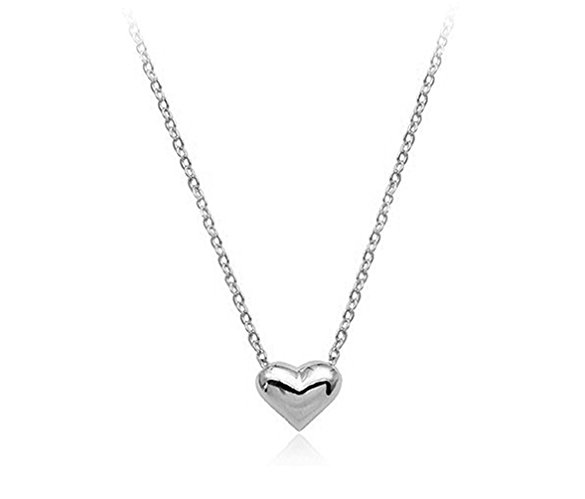 Simple Small Smooth Heart Necklace Earrings Set Fashion Jewelry for Women