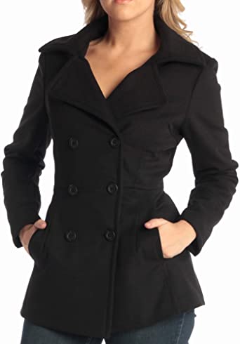 Alpine Swiss Emma Womens Wool 3/4 Length Double Breasted Peacoat