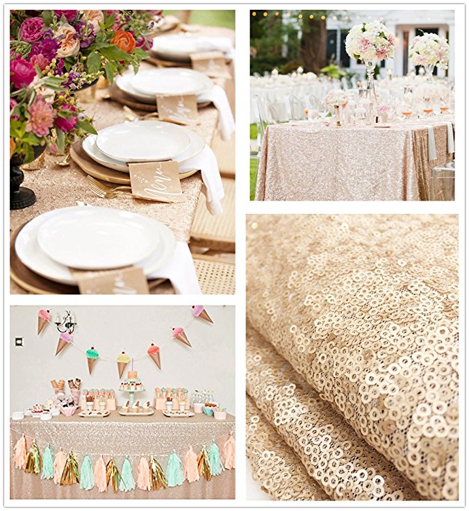 B-COOL SEQUIN RECTANGULAR 60"X102" rectangle Champagne sequin tablecloth sparkly and shimmer home decoraiton tablecloth