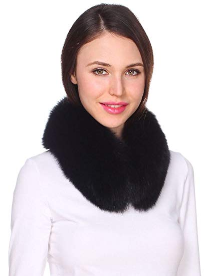 Ferand Women's Elegant Warm Real Fox Fur Stand-up Collar Scarf, Soft Neck Warmer for Winter