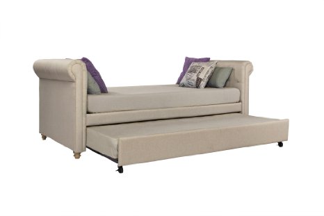DHP 4032359 Sophia Upholstered Daybed and Trundle, Twin, Brown
