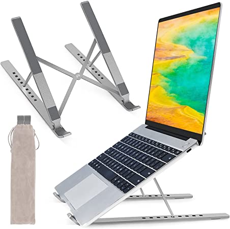 Raffaelo Laptop Stand Adjustable Computer Stand Laptop Holder Collapsible Riser Compatible with 10 - 15.6 Inches Laptop, Computer and Notebook, Work for Desk, Home and Office (Gray)
