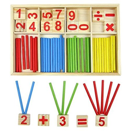 Buytra Wooden Number Cards and Counting Rods with Box Educational Toys