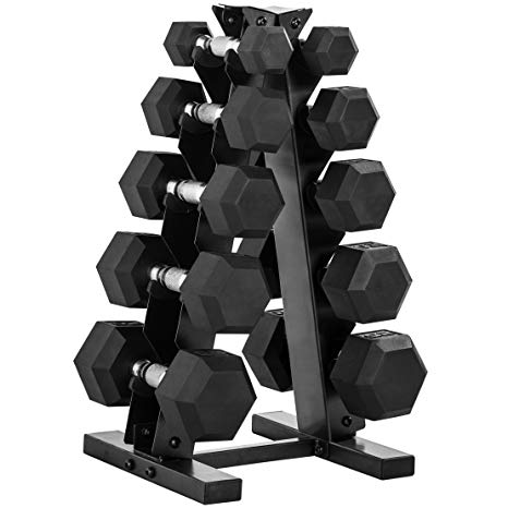 CAP Barbell 150-lb Rubber Hex Dumbbell Weight Set