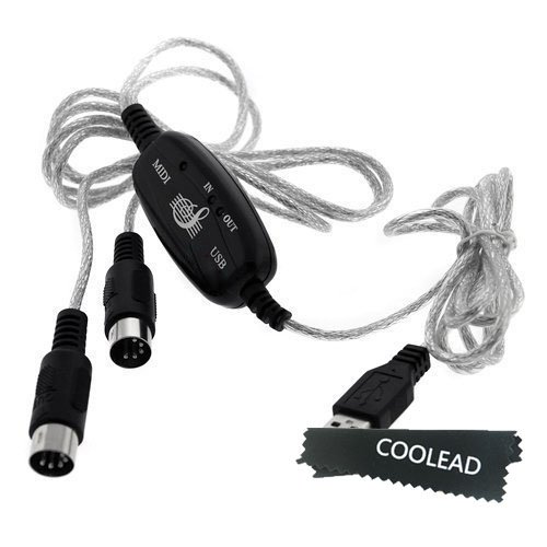 COOLEAD-USB IN-OUT MIDI Cable Converter PC to Music Keyboard Adapter Cord   Free Microfiber cloth