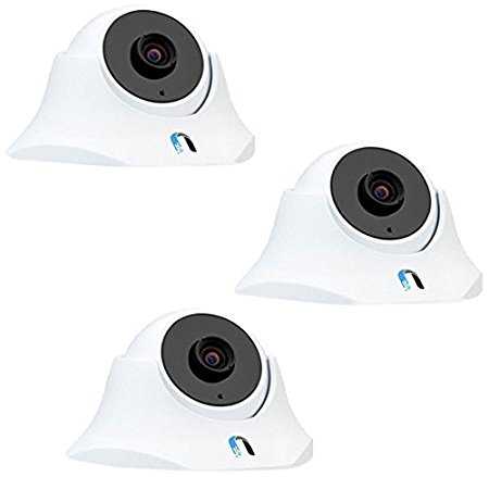 Ubiquiti Networks UVC-DOME-3 1/4-Inch CMOS 1.96 mm/F2.0 Lens UniFi Video Camera, 3 Pack, Color