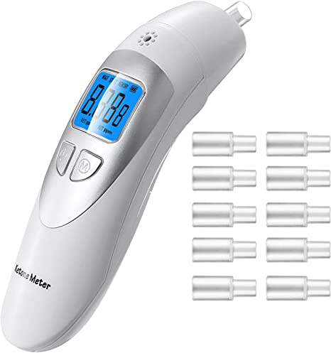 Ketosis Breath Analyzer Ketone Breath Meter with 10 Replaceable Mouth for Keto Testing