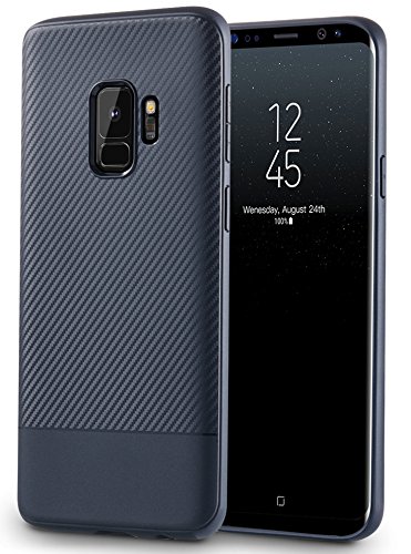 Galaxy S9 Case, Caka Lightweight Ultra Slim Thin Carbon Fiber Durable Anti-Slip Scratch Resistant Shock Absorption Soft TPU Protective Cover For Samsung Galaxy S9 - (Dark Blue)