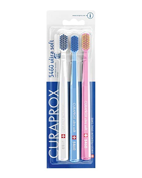 Curaprox Ultra Soft Toothbrush 3 Brushes, 5460. Better Cleaning & Softer Feeling, In Heavenly Colours, For Her.