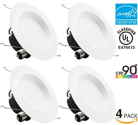 4-PACK 15W 5-6inch High CRI Dimmable Retrofit LED Recessed Lighting Fixture Wet Location Replace 100W Halogen 950lm 5000K Daylight Ceiling Downlight Energy Star UL-listed Remodel Recessed Light