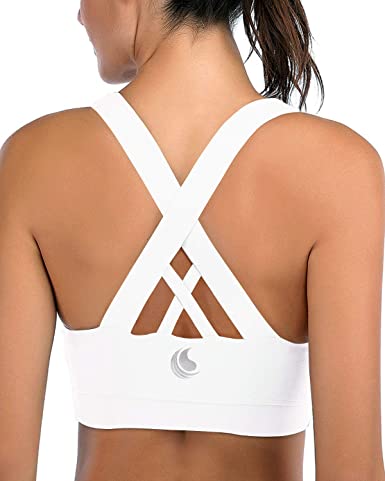 Strappy Sports Bras for Women Padded Sexy Criss Cross Back Yoga Workout Top Bra
