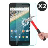 2 Pack Nexus 5X Screen protector OMOTON 026 mm 25D Tempered Glass Screen Protector for LG Google Nexus 5X 2015 Released with 9H Hardness Crystal Clear Scratch Resist No-Bubble Install