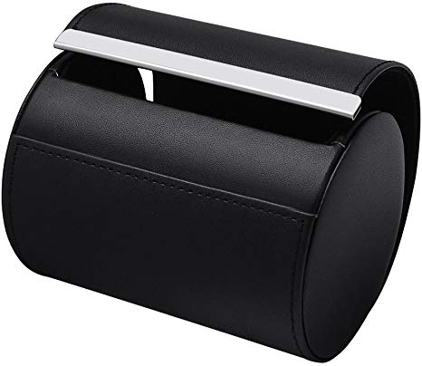 Homgaty Leather Necktie Travel Case,Tie Roll Case Box Cylinder Shape Black