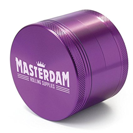 Masterdam  4-Piece 2.5-Inch Anodized Aluminum Herb Grinder with Pollen Catcher, Large, Purple