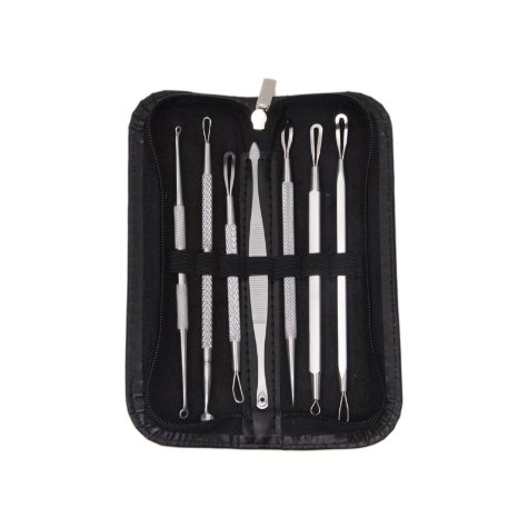 Blackhead and Acne Remover Treatment Kit - 7 Professional Surgical Extractor Instruments - Easily Cure Pimples Blackheads Comedones Acne and Facial Impurities