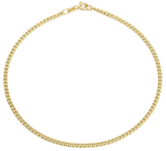 Carissima Gold 9 ct Yellow Gold Semi Hollow Curb Anklet - Size 24 cm/9.5 Inch