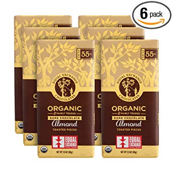 Equal Exchange Organic Dark Chocolate with Almonds, 2.8-Ounce (Pack of 6)