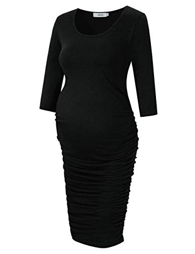 MissQee Maternity Dress Ruched Round Neck Maternity Dresses