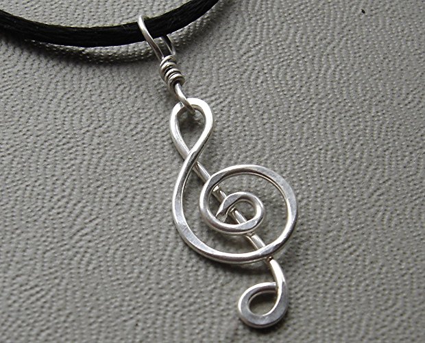 Sterling Silver Treble Clef G Clef Pendant Necklace