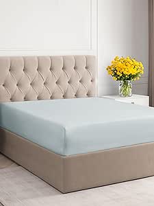 Full Size Fitted Bed Sheet - Hotel Luxury Single Fitted Sheet Only - Fits Mattress Up to 16 - Extra Soft, Wrinkle Free, Breathable & Cooling - Bottom Fitted Sheet - Ice Blue Single Fitted Sheet Only