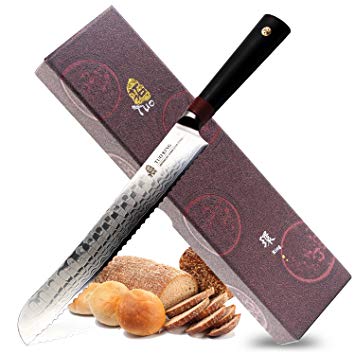 TUO Cutlery Ring D Series Japanese Damascus Bread 9 inch kitchen knife - Premium AUS-10 High Carbon Damascus Stainless Steel