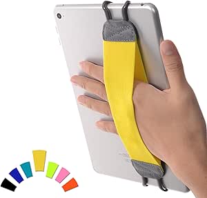 TFY Security Hand Strap Holder for Tablets, iPad, & e-Readers - iPad 9th Gen, iPad Air (iPad Air 5), iPad Mini 6- iPad Pro 10.5", Pro 11" - Samsung Galaxy Tab - Google Nexus and More - Yellow