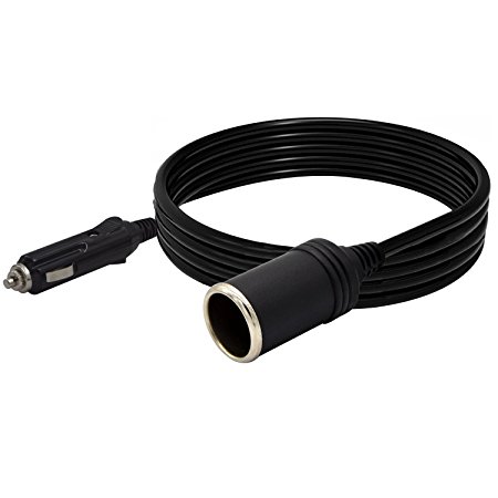 CarBoss Auto 12V/24V DC 10A 14ft Heavy Duty Extension Cable Cord with Male to Female Cigarette Lighter Plug and Power Socket for 12V/24V Cars,Trucks,Boats,Vans,Camper RV Travel Electronics Accessories