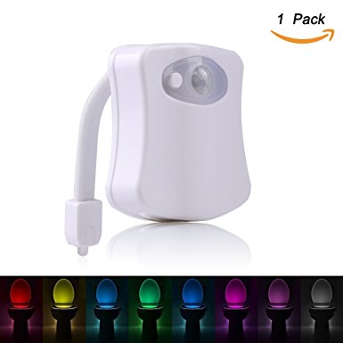 Evermarket Motion Activated Toilet Night Light, Inside Toilet Bowl Light with 2 Modes 8 Color Changing -Motion Sensor LED Washroom Night Light,Fits Any Toilet (pack of 1)