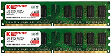 Komputerbay 2GB 2X 1GB DDR2 533MHz PC2-4200 PC2-4300 DDR2 533 (240 PIN) DIMM Desktop Memory CL 4
