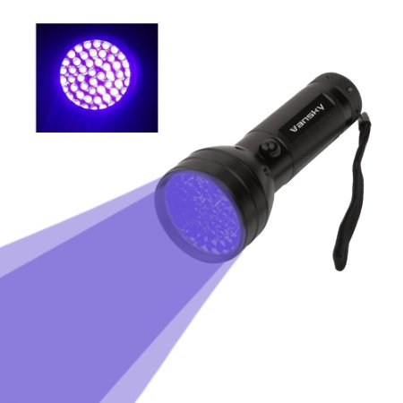 Vansky 51 LEDs Blacklight Flashlight Pet UV Urine Stain Detector DogCat Stain RemoverFind Dry Stains on Carpets Rugs Floor 3 x AA Batteries Included