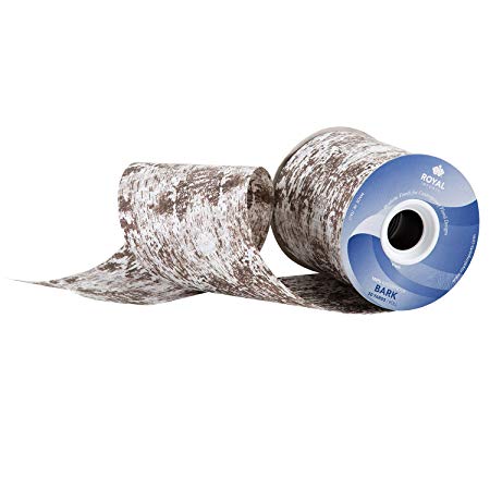 Bark Pattern Poly Satin Waterproof Ribbon 4" (#100) Floral & Craft Decoration, 50 Yard Roll (150 FT Spool) Bulk, by Royal Imports, Bark