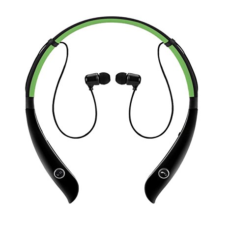 Bluetooth Neckband Headphones, Wireless Earbuds Stereo Headset Hand-free Sports In-ear Noise Cancelling Earphone with Mic for iPhoneX 8/7/6, Android by Arctic Hunter (Green)
