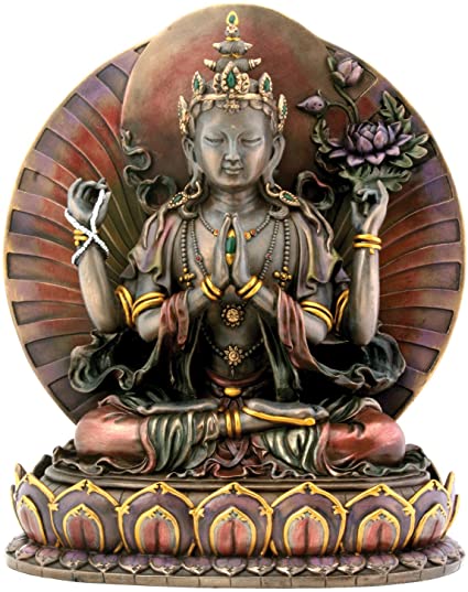 Large Avalokiteshvara Tibetian Buddhism Statue - 10 inch H