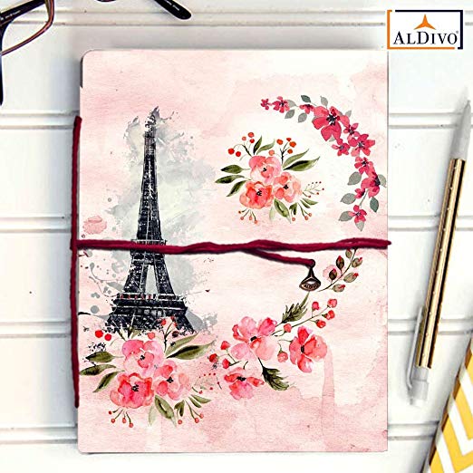 ALDIVO Eiffel Tower Print Handmade Diary/Notebook, 12.7x17.78cm (Pink)