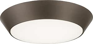 Lithonia Lighting 13 inch Round LED Flush Mount Thin Ceiling Light Mount, Black Bronze, 4000K, Dimmable, Wet Listed