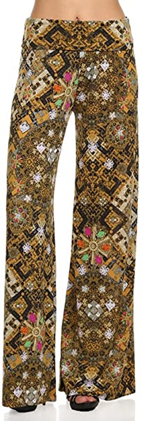 ICONOFLASH Women's Wide Leg Palazzo Pants with Fold-Over Waist