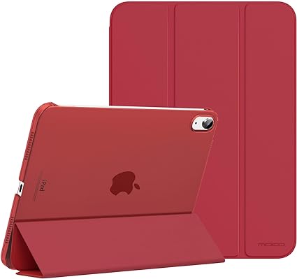 MoKo Case for iPad 10th Generation 2022, Slim Stand Hard PC Translucent Back Shell Smart Cover Case for iPad 10th Gen 10.9 inch 2022, Support Touch ID, Auto Wake/Sleep, Wine Red