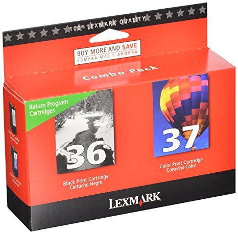 Lexmark No 36 & No 37 Color Combo Pack, Return Program Print Cartridges-Black