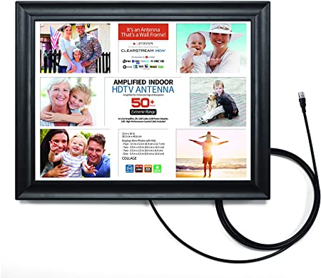Clearstream View Wall Frame Amplified Indoor HDTV Antenna with Collage Mat, Black, 18.60in. x 15.00in. x 2.40in.
