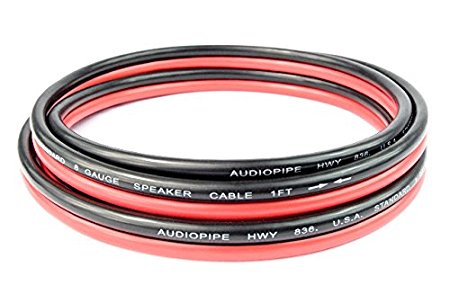 6 FT 8 Gauge Sub woofer Speaker Wire RED/BLACK Copper Mix Power and Ground