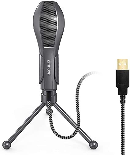 ammoon Computer Microphone, Plug &Play USB Condenser Microphone for PC Laptop Playing Games Computer Studio Recording Singing Broadcast