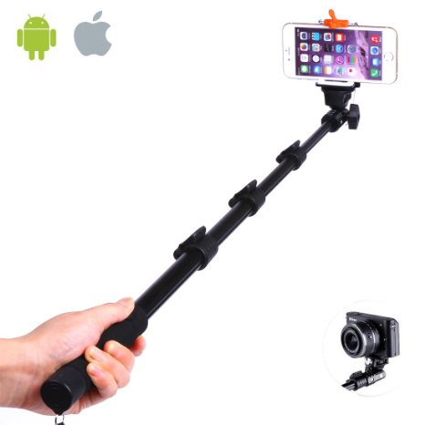 Selfie Stick, SUFUM Wired Handheld Extendable Selfie Stick Monopod with Adjustable Phone Holder and Remote for iPhone 6, iPhone 6 Plus, iPhone5, 5S, 4S, Samsung, etc.