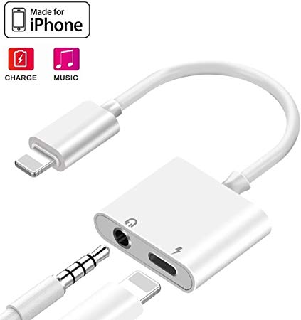 Headphone Adapter for iPhone Charger Jack AUX Audio 3.5 mm Jack Adapter for iPhone Adapter Compatible for iPhone 7/7Plus/8/8Plus/11/X/XR/XS/XS MAX Dongle Accessory Connector Compatible All iOS Systems