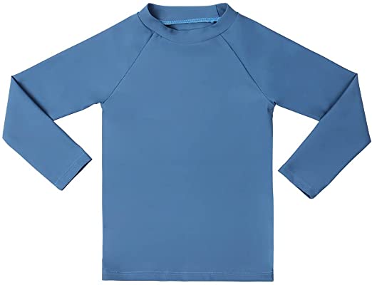 ESTAMICO Boys' UPF 50  Long-Sleeve Rashguard Athletic Swim Shirt