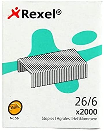 Rexel No.56 26/6 mm Standard Staples, For Stapling up to 20 Sheets, Use with Desktop Staplers and Pliers, Box of 2000, 2101215