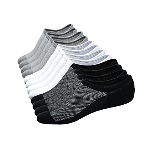 Moozda Mens No Show Socks Low Cut Socks Casual Pure Color Cotton Mesh Knit Breathable Non-Slide Socks Boat Socks 5/6 Pack
